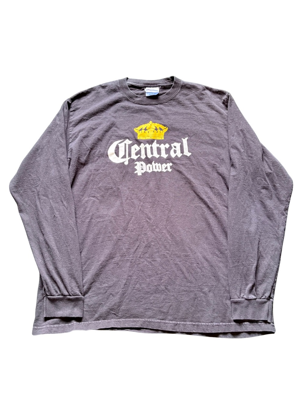 Central Power Long Sleeve Graphic Tee - Black with Yellow Crown